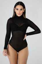 Load image into Gallery viewer, Mesh Long Sleeve Bodysuit: Black / M
